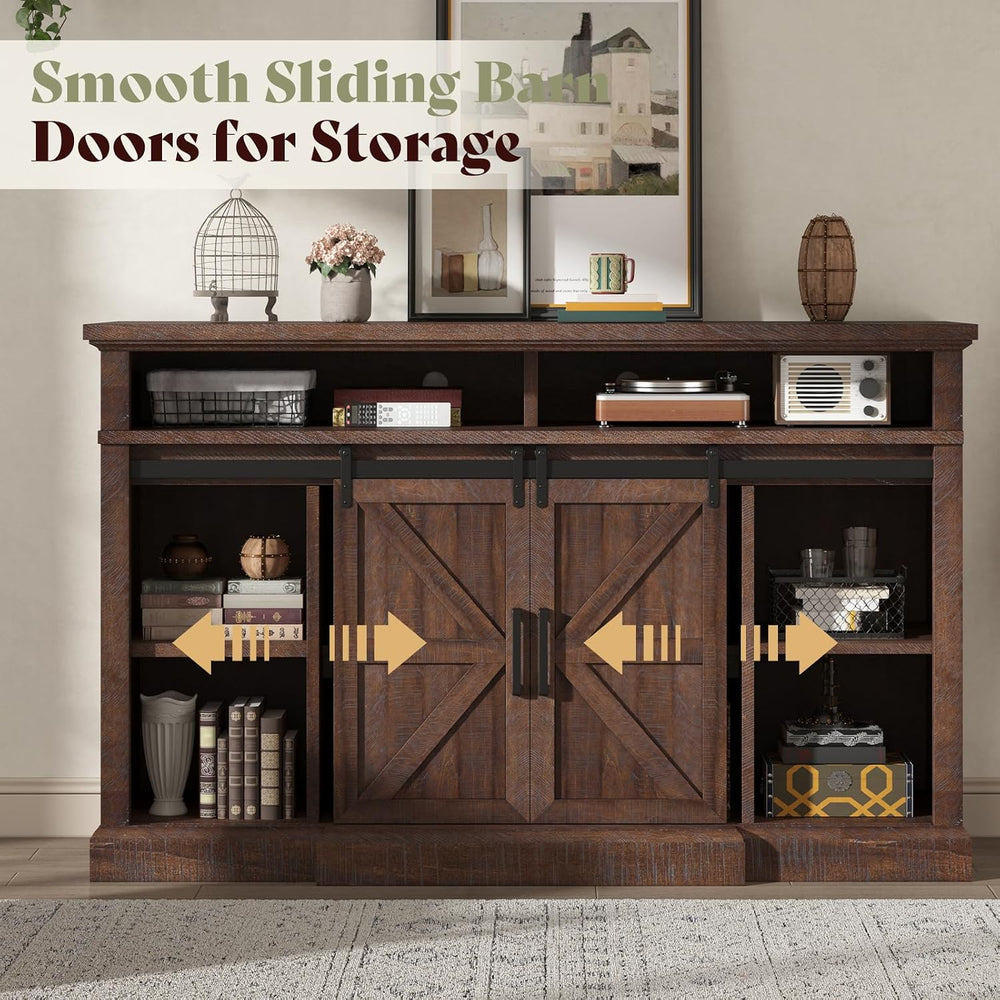 AMERLIFE 4-Piece Living Room Table Set with 66" TV Stand, Barnwood | Cof...