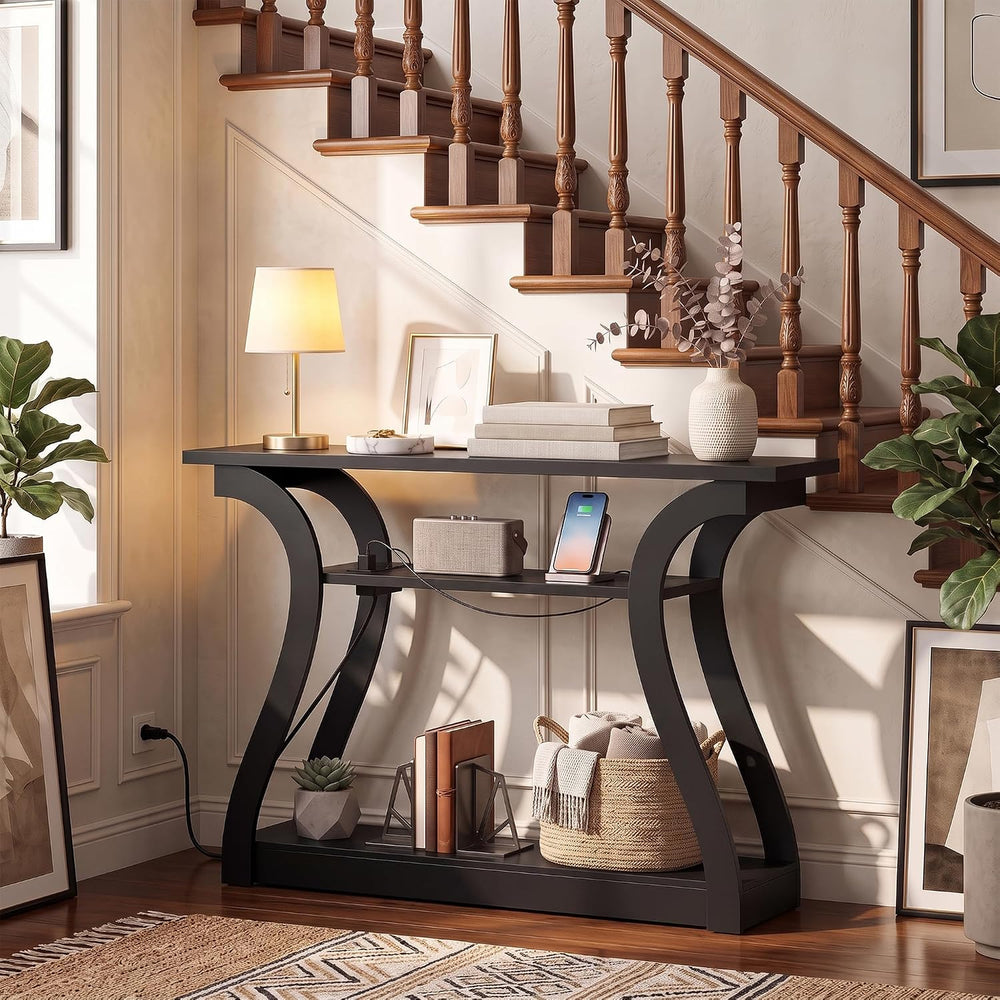 ZENY 47.2 inch Console Table with Power Outlets | 3-Tier Entryway Sofa Table,...