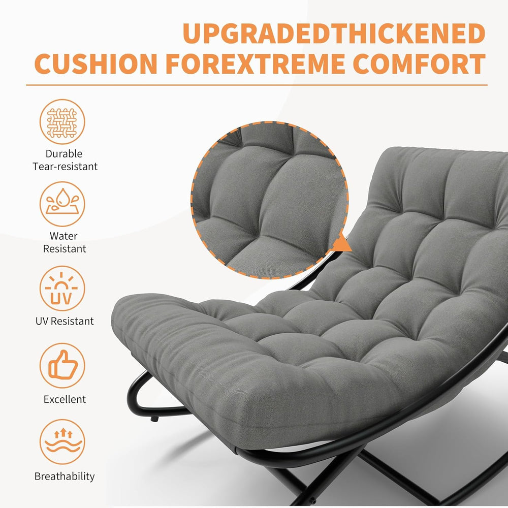GarveeTech Outdoor Papasan Rocking Chair, Oversized Egg Rocker with Adjustabl...
