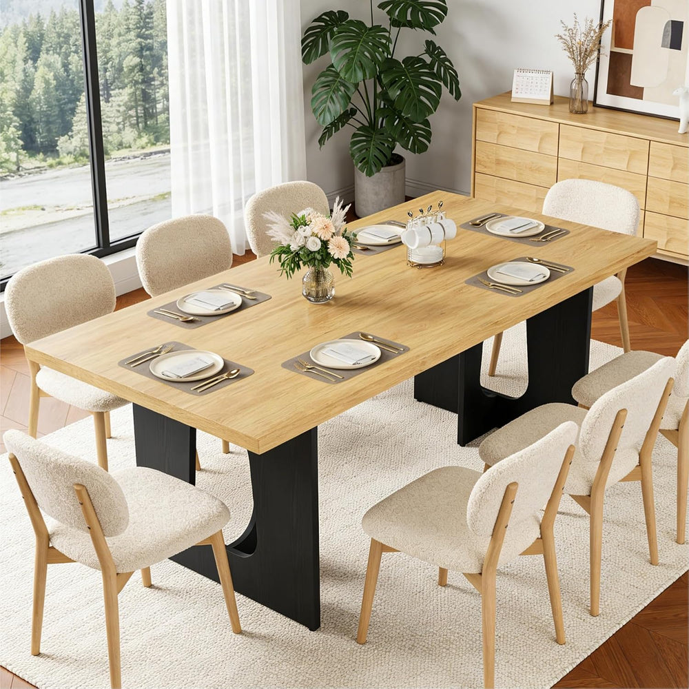GarveeHome Dining Table for 6-8 People - 71" Modern Long Kitchen Table w...