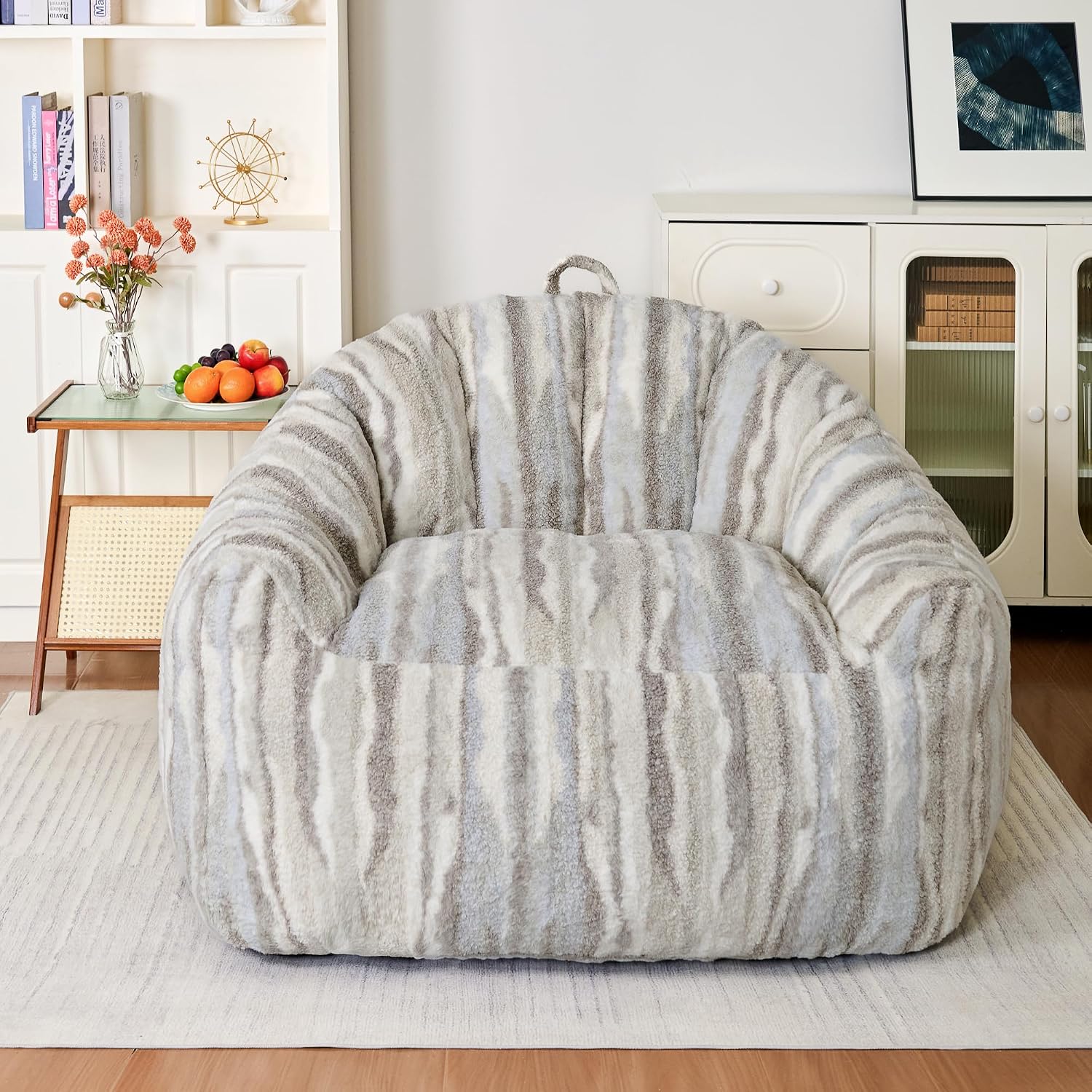 Bean Bag Chair for Adults, 44.1" Comfy Beanbag with Handle, Lazy Sofa Chair with Armrest, Great for Reading Gaming Watching TV, Living Room and Bedroom, XXL