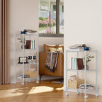 3 Tier Shelf Metal Storage Shelves Wire Rack Closet Organizers with Wheel for Garage Kitchen Bathroom Laundry White 11.8" D x 17.7" W x 29.8" H