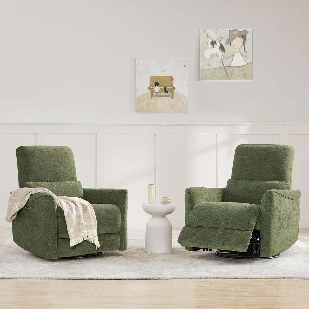 CHITA Power Swivel Glider Recliner Chair, Nursery Glider, Medium, Green | FSC Certified Upholstery Rocking Chair, Lumbar Support, Reclining Chair for Living Room / Nursery