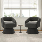 LINSY Swivel Barrel Chair, 360 Modern Swivel Accent Chair Boucle Swivel Chair Round Gray Corduroy Chairs with Arms, Small Barrel Chair for Small Spaces Bedroom Living Room
