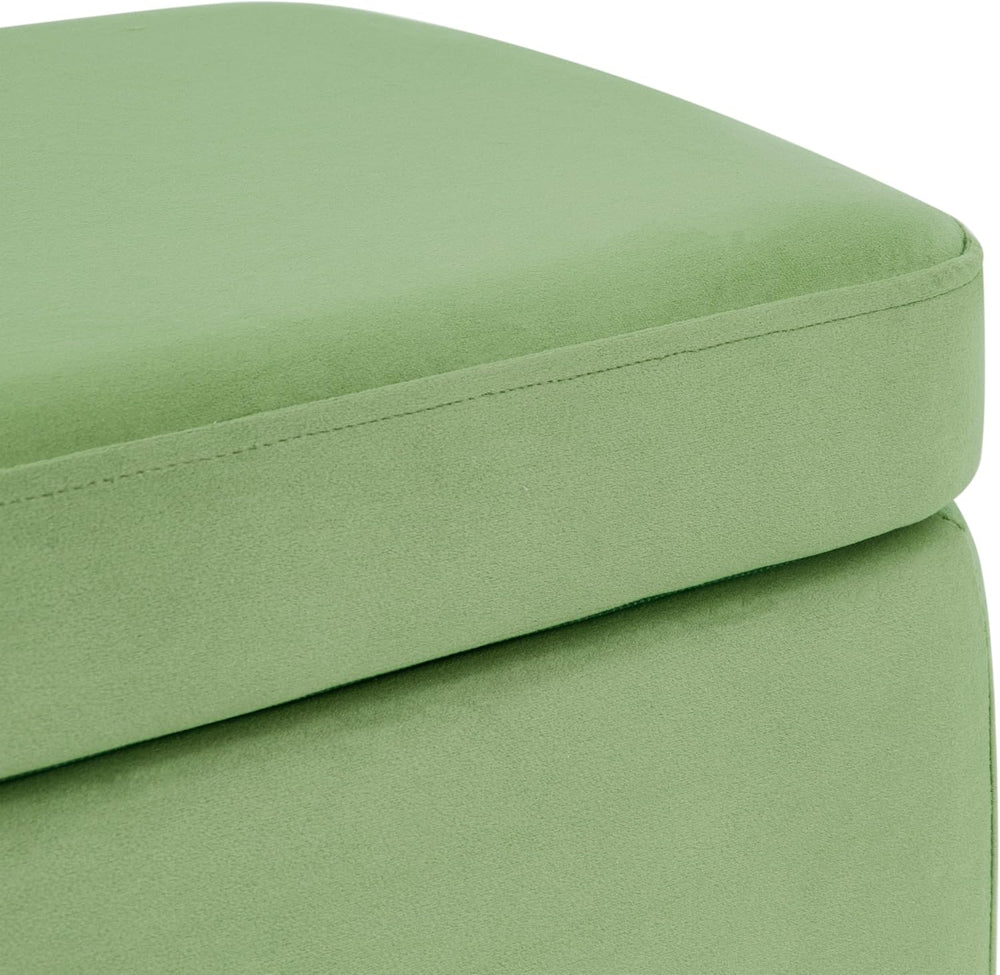 HomePop Upholstered Storage Bench with Metal Leg, 42" W, Green Velvet