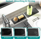 Water Absorbing Stone Tray for Sink, Quick Drying Diatomite Bathroom Tray Countertop, Stone Drying Mat for Kitchen Counter Faucet, Soap Dish Dispenser Vanity Organizer, Dark Grey-A-8.3" x 4"
