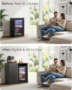 Otterease 39" Fluted Coffee Bar with Fridge Space & Power Outlet, Black | Mini Fridge Cabinet, Mini Fridge Compatible, Wine Bar Cabinet with Power Outlet, Adjustable Shelf, Buffet Sideboard, Home Bar