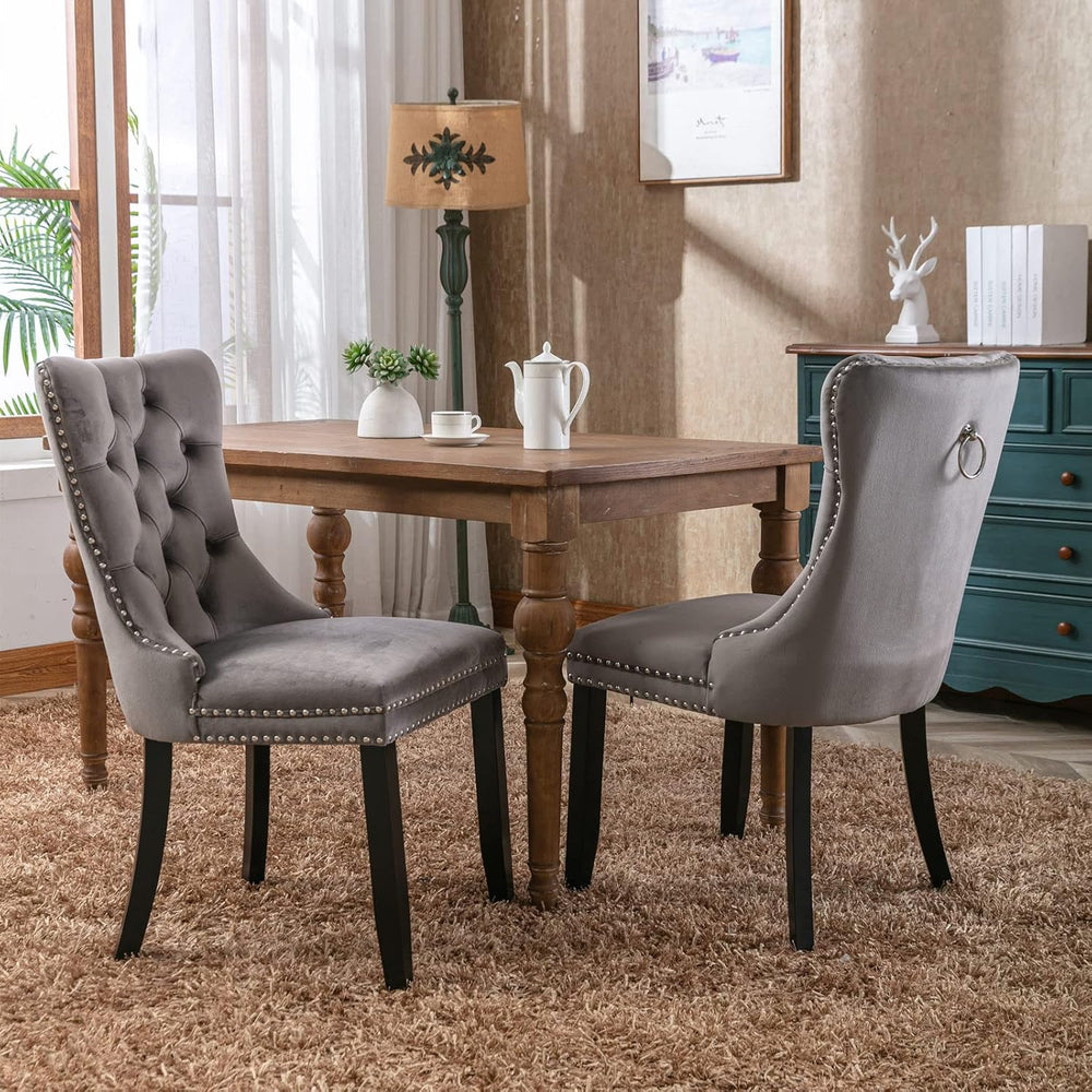 KEIKI Tufted Dining Room Chairs Set of 2, Velvet Kitchen Nailhead Trim Chairs...