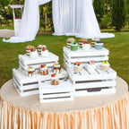Large Wooden Crates, Set of 5 Wood Crates with Handles, Rustic Whitewashed Farmhouse Wooden Crate for Display, Wedding Birthday Home Party Living Room Kitchen Decoration