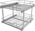2 Tier Pull Out Cabinet Organizer 20" W X 22" D, Slide Out Drawers For Kitchen Cabinets, Pull Out Drawers For Cabinets Capacity Heavy Duty Caddy, Cabinet Pullout Shelves Chrome-Plated,Bathroom Pantry