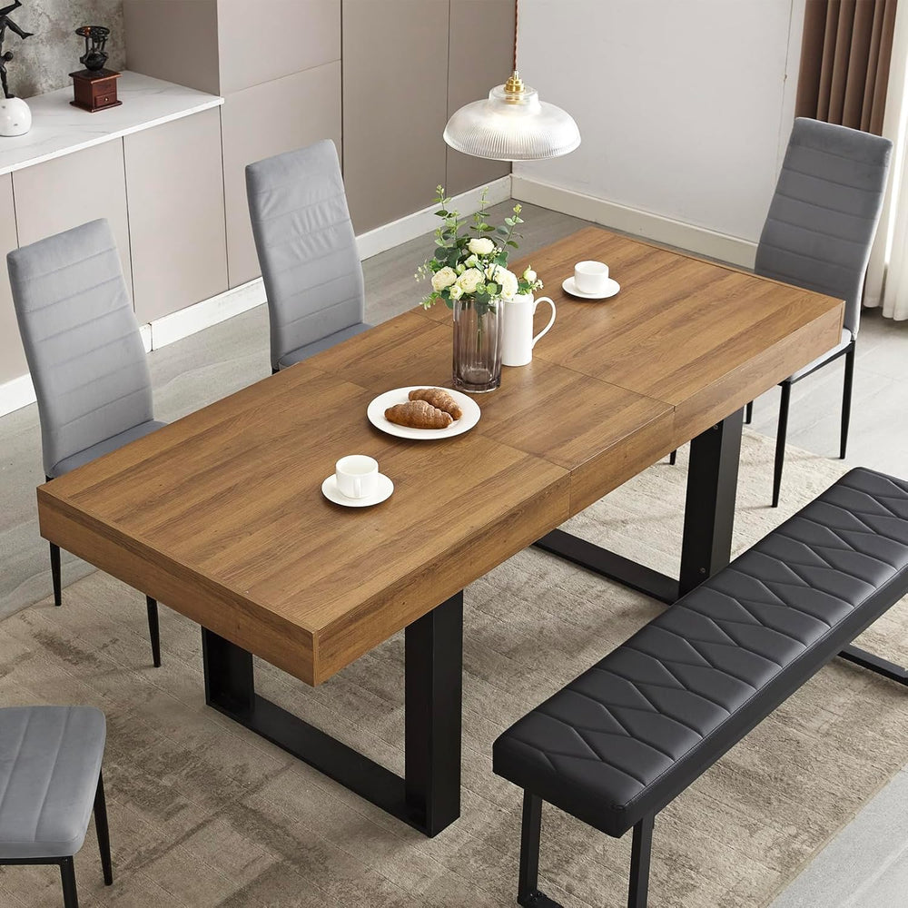 STHOUYN 63”-79” Extendable Dining Room Table, Modern Farmhouse Wooden Kitchen...
