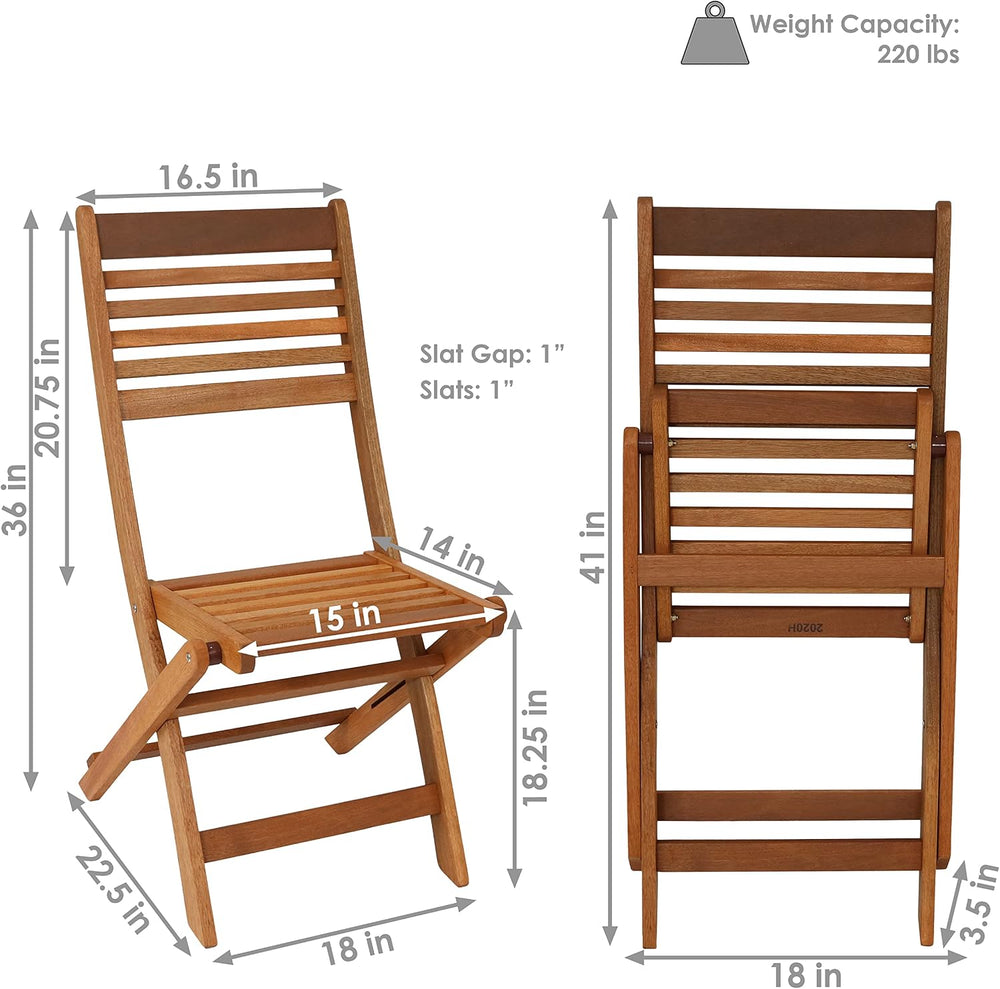 Sunnydaze Meranti Wood Outdoor Folding Patio Chairs - Set of 2
