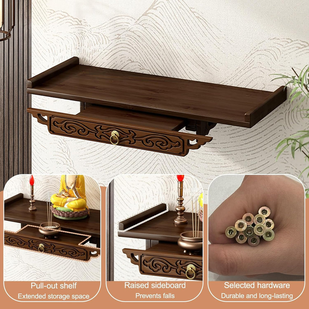 Prayer Altar Personal Shrine Stand Wall-Mounted Buddha Altar Shelf Stand, wit...