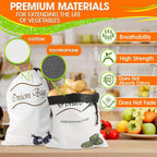 2Pcs Potato and Onion Storage Bags – Reusable Cotton Produce Bags with Black Lining and Side Zipper, Washable, Breathable & Light-Blocking Design for Storing Potatoes, Onions, Garlic & Root Vegetables