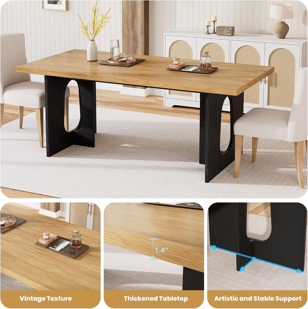 GarveeHome Dining Table for 6-8 People - 71" Modern Long Kitchen Table w...