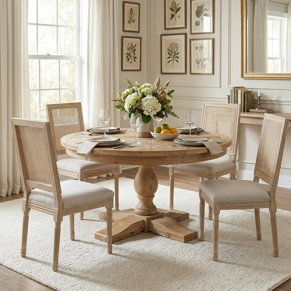 CIMOTA Farmhouse Dining Chairs Set of 8, French Rattan Dining Room Chairs wit...