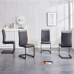 AZmac Modern Leather Dining Chairs Set of 4,Armless Kitchen Chairs,Dining Room Chairs with Upholstered Padded Seat and Sturdy Chrome Legs for Dining Room,Kitchen (Set of 4, Black-Black Leg)