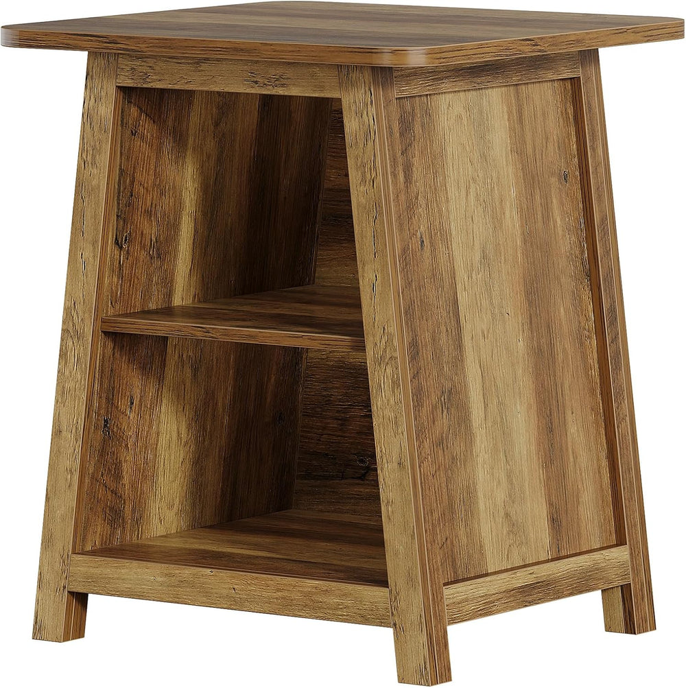 Tribesigns 3-Tier Rustic Farmhouse Wooden End Table with Open Storage Shelves...