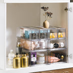 Sorbus 2 Large & 4 Small Clear Stackable Storage Drawers – Plastic Organizer Bins with Handles – Stackable Pull-Out Storage Drawers for Closet, Pantry, Office, Bathroom, Craft, and Toy Organization