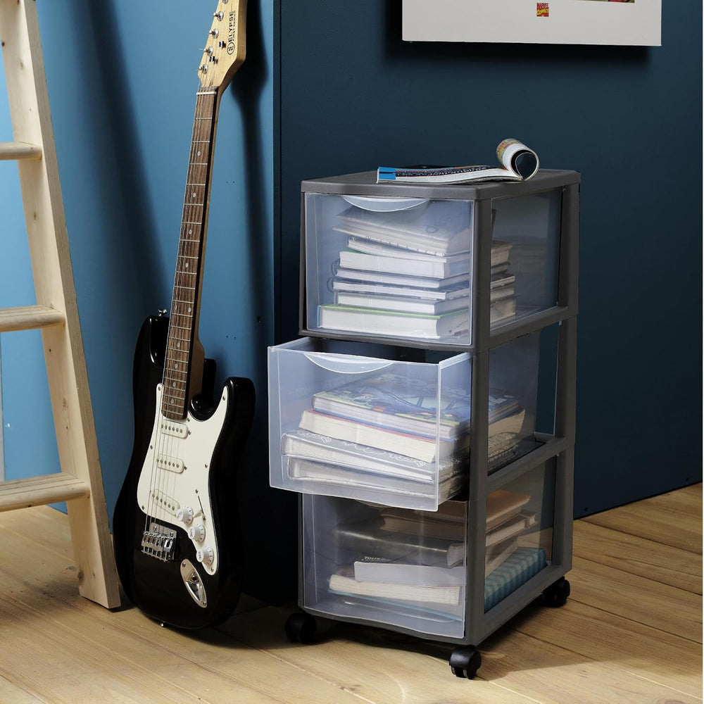 Sundis Storage Tower 3 Drawers with Wheels, Silver