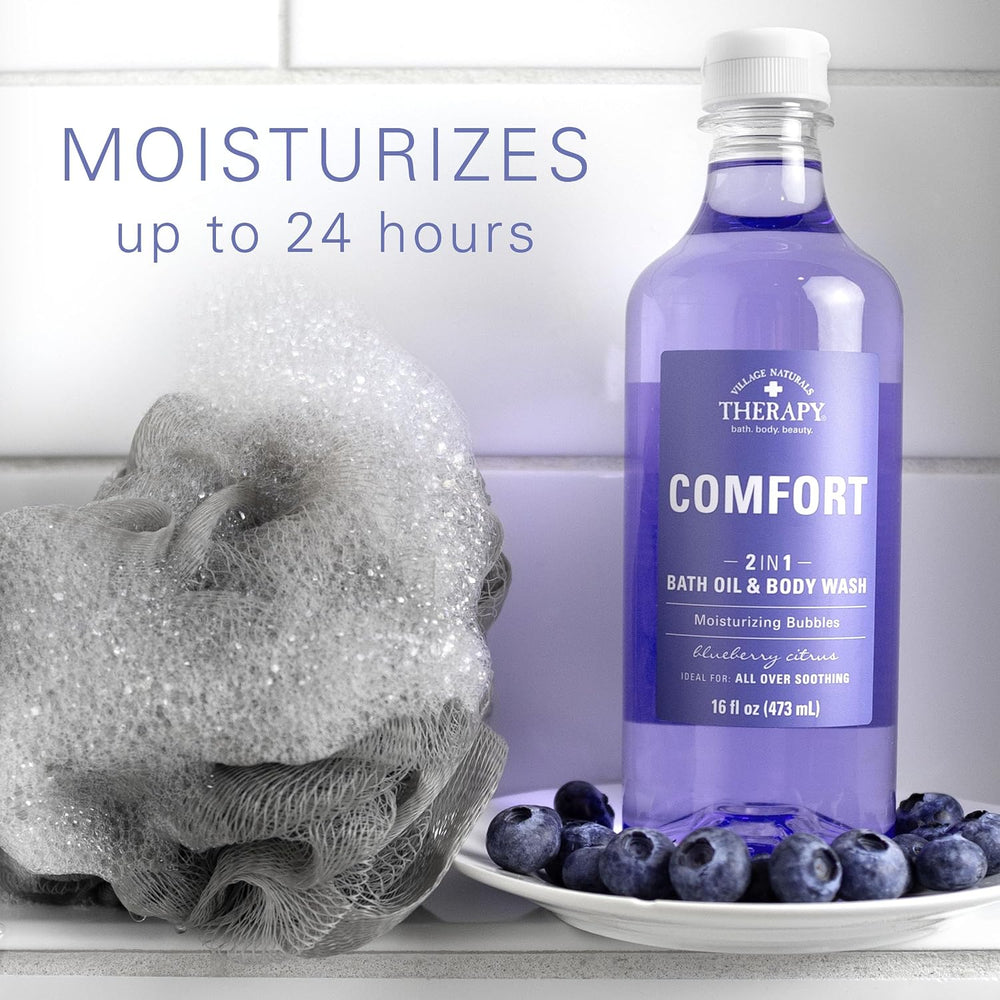 Village Naturals Therapy, Comfort 2-in-1 Foaming Bath Oil & Body Wash, 16...