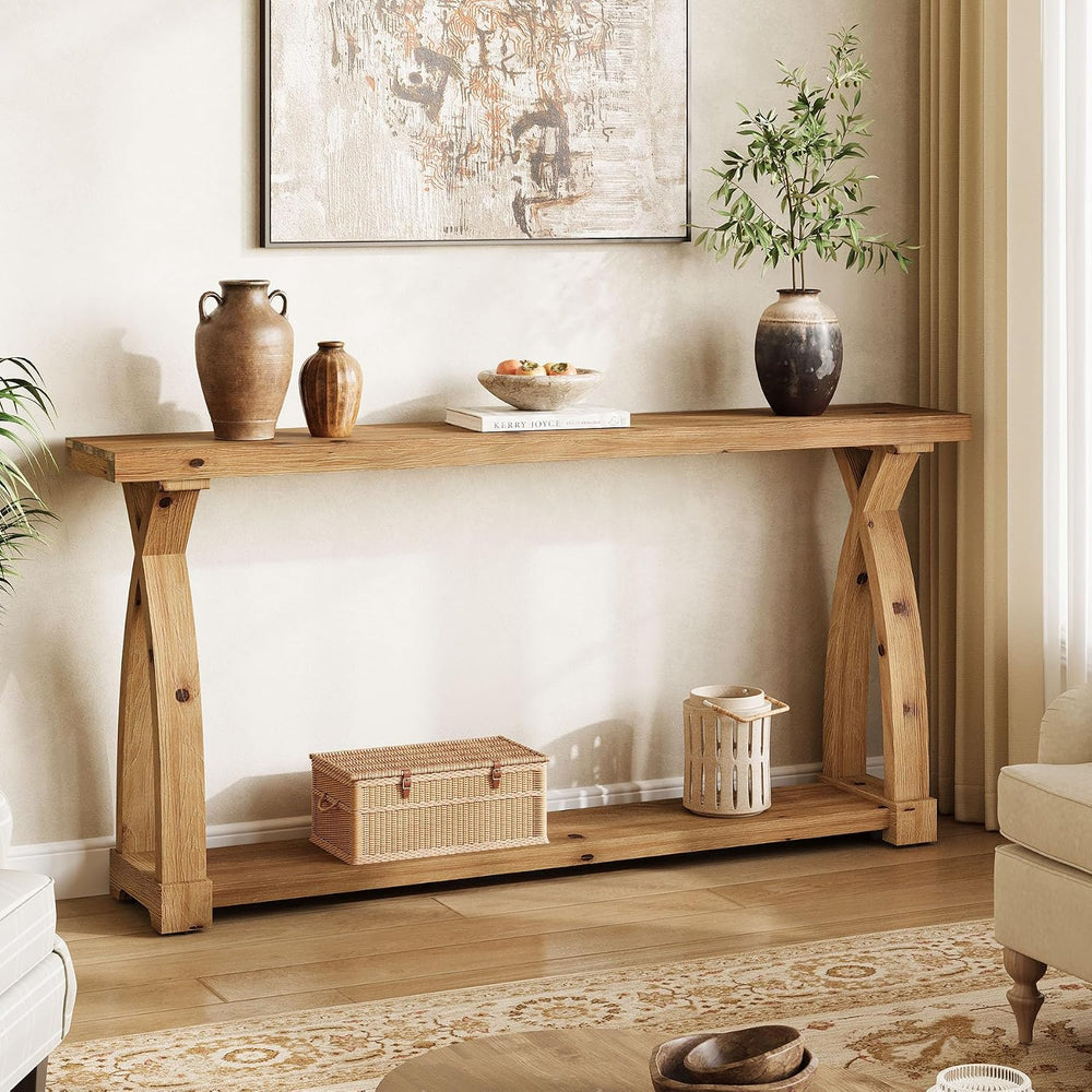 Wood Console Table for Entryway, 63" Entryway Table with Storage | Farmh...