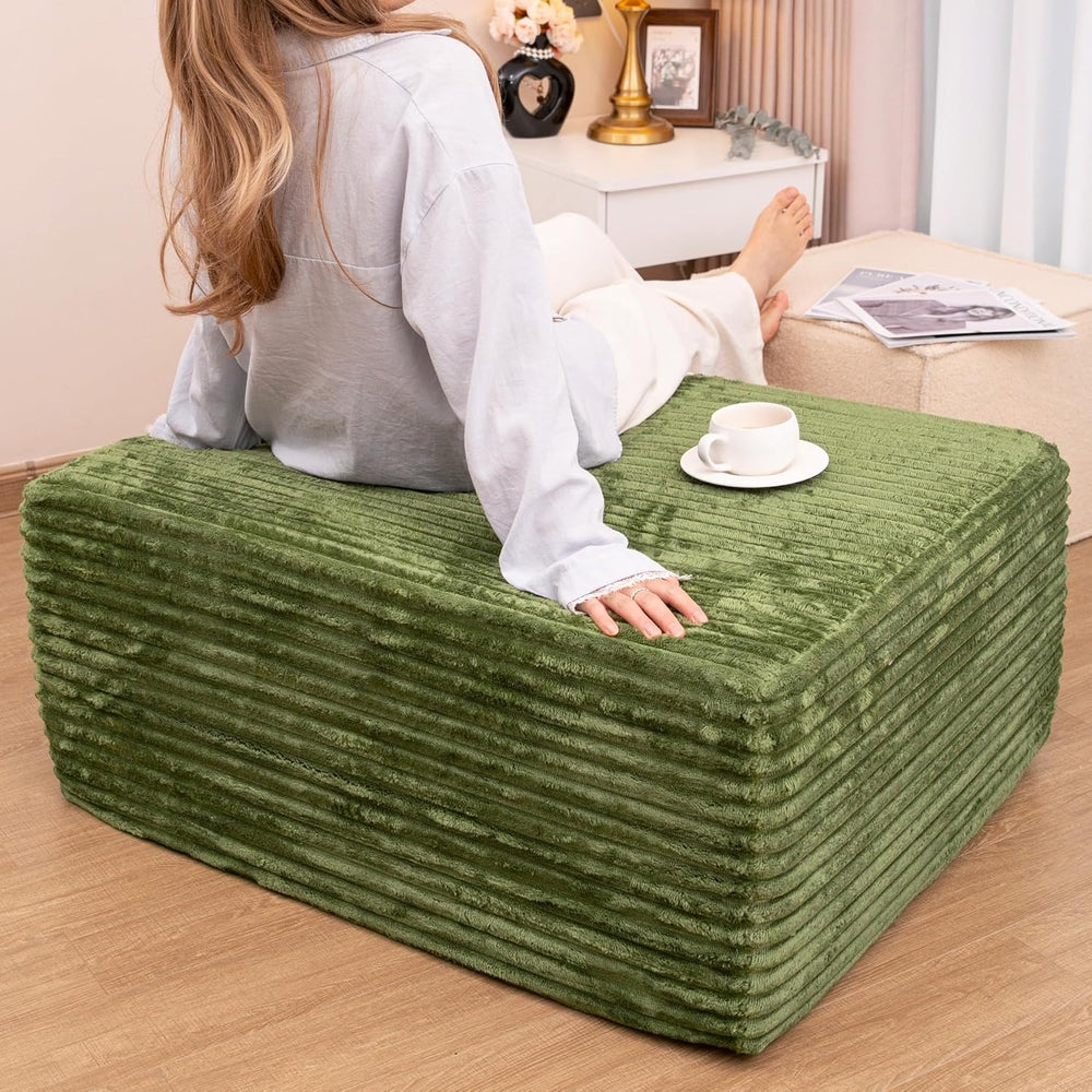 37.4 Inch Oversized Ottoman for Couch, Corduroy Upholstered Footrest with Com...