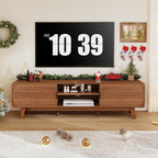 Turtle&Myrtle Mid Century Modern TV Stand with Sliding Doors, TV Consoles, Media Consoles for TV up to 70 Inch, Entertainment Center with Storagefor Living Room, 63 Inch (Walnut)