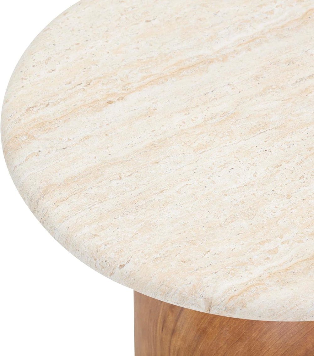First of a Kind Side Table in Brown,Travertine Concrete