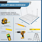 HyLoft Overhead adjustable Garage Storage Rack,Heavy Duty Steel Garage Storage System, 45-Inch x 45-Inch, White