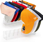 HAYVAN Hat Stand for Baseball Caps Display and Organizer - No Install Hat Organizer 2 Pack Holds 14 Baseball Caps for Closet, Bedroom, Dresser(Frosted clear acrylic)