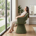 360° Swivel Dining Chair with Arms, Chenille Upholstered Barrel Accent Kitchen Chairs with Hollow High Back for Dining Room, Vanity Chair for Bedroom, Moss Green, 1PC