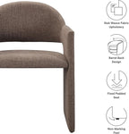 Modway Talia Upholstered Fabric Dining Armchair in Mocha - Modern Curved Dining Chair with Open-Back - Living Room Barrel Lounge Chair - Single Upholstered Accent Chair with Arms