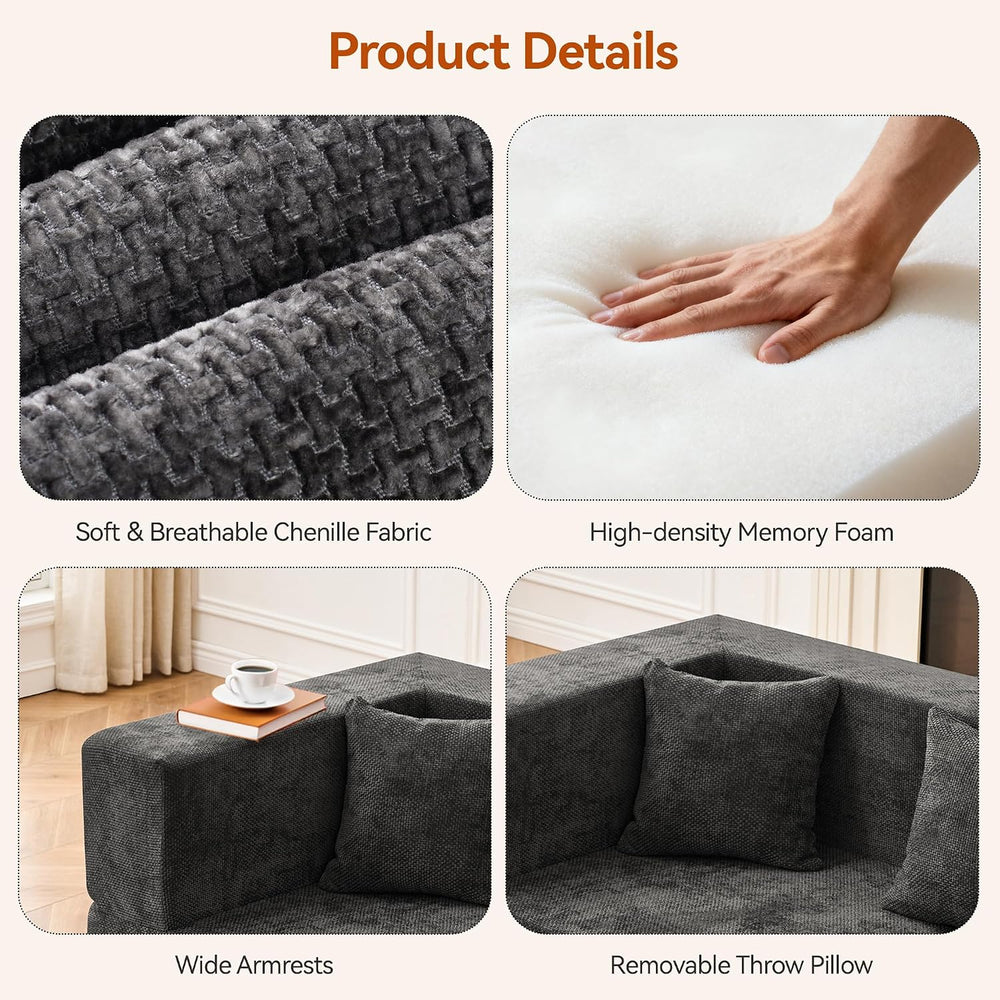 MONVANE Modular Sectional Sofa, Oversized 8 Seat Convertible U Shaped Couch w...