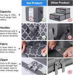WISELIFE Storage Bags 8 Pack/100L Large Blanket Clothes Organization and Storage Containers for Comforters,Bedding, Foldable Organizer with Reinforced Handle, Clear Window, Sturdy Zippers,Gray