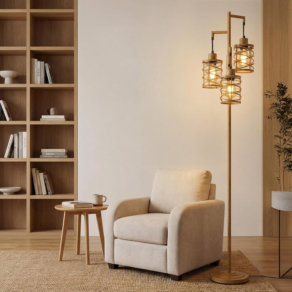 Oneach 70" Industrial Floor Lamp, Stepless Dimmable Standing Lamp with 3...