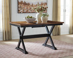Signature Design by Ashley Farmhouse Counter Height Dining Table, Brown | Hardwood solids mango wood veneer and MDF substrate, Two-tone finish, 18 in self-storing butterfly leaf, Wildenauer Series