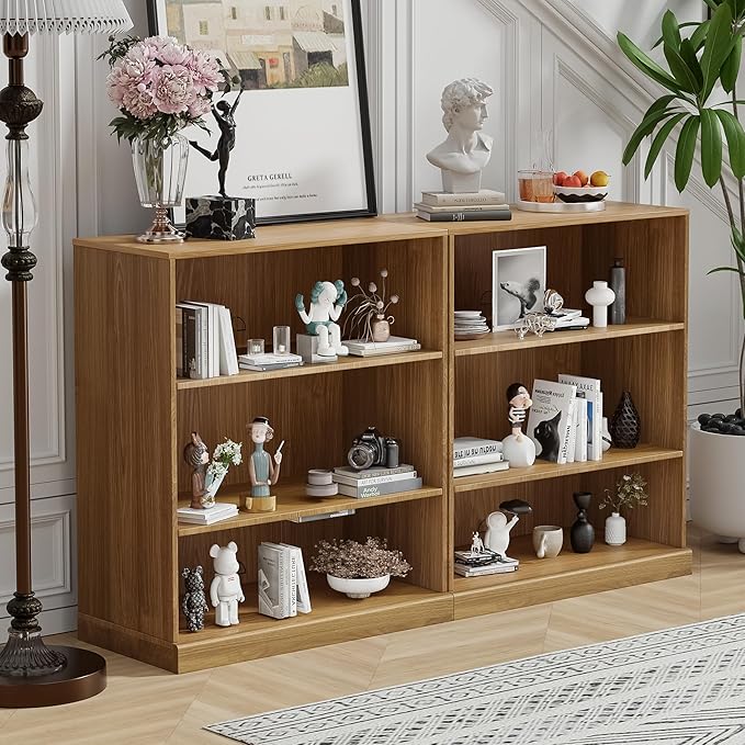 36" Wooden Book Shelf, 2 Shelf Bookcase, Modern Bookshelf with Adjustable Shelf for Home Office, Study Room, Oak