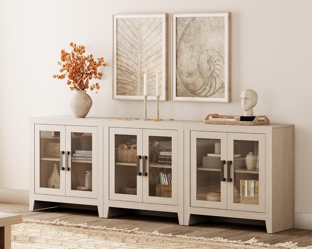 WAMPAT Buffet Cabinet with Storage, Large Sideboard Accent Cabinets with 6 Gl...