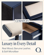 QWATCH Watch Stand Display Case - Acrylic Watch Box for 2 or 4 Watches with Jewelry Valet Tray and Drawer
