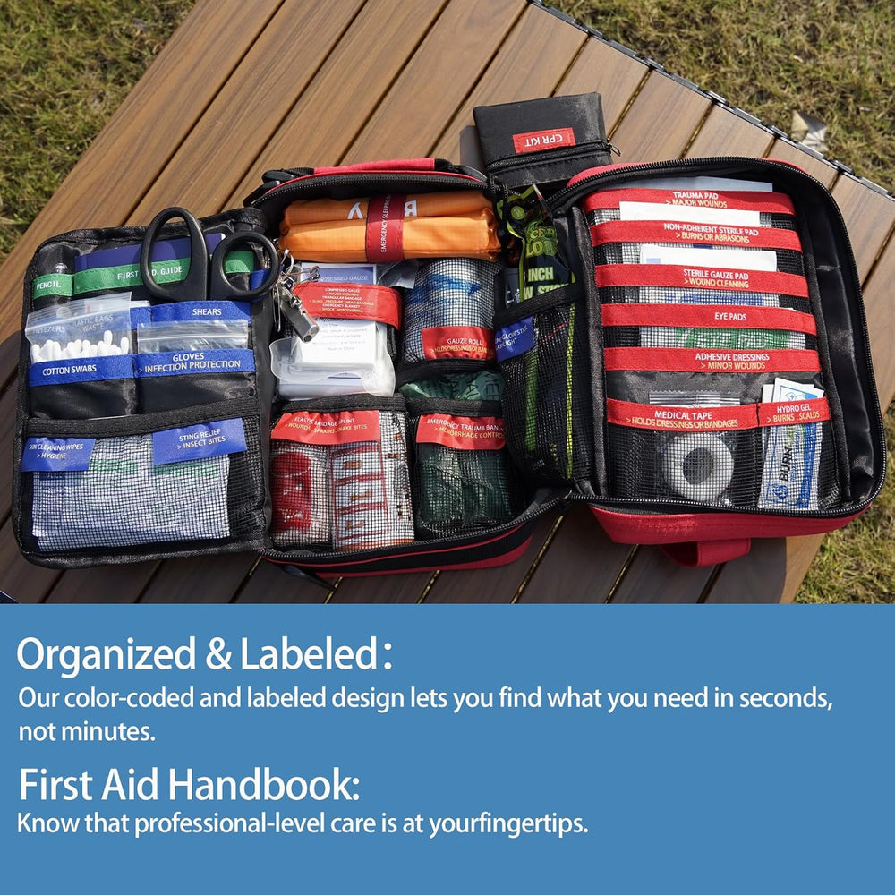 Comprehensive First Aid Kit for Home, Premium Emergency Trauma Kits with Shou...