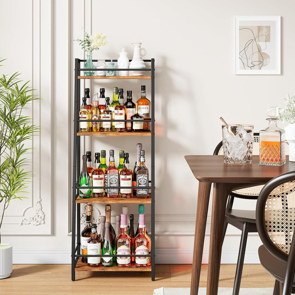 YMYNY 4-Tier Liquor Stand Trapezoid Wine Rack Freestanding Floor HWR004H | Vi...