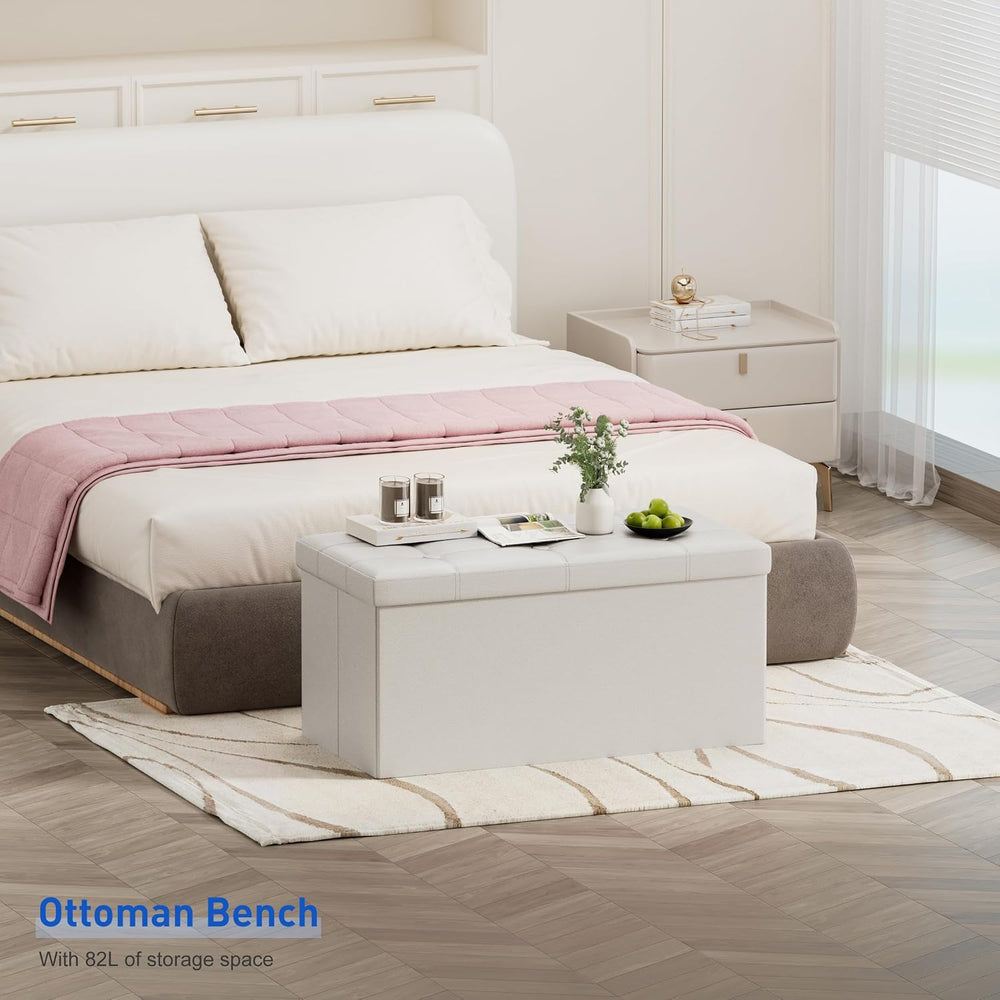 BRIAN & DANY 30 Inches Storage Ottoman Bench, Faux Leather Ottoman with S...