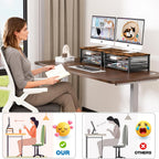 OPNICE Computer Monitor Stand Riser, Desk Organizer with Drawer, Laptop Stand, Office Desk Accessories & Workspace Desktop Organizers Storage for Office Supplies(Brown)