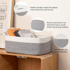 Storage Baskets for Organizing 3 Pack, Woven Baskets for Shelves, Closet Organizer Bins Empty Gift Basket Toy Storage for Toys, Books, Towels, Clothes, 15"x11.42"x6.7", Grey