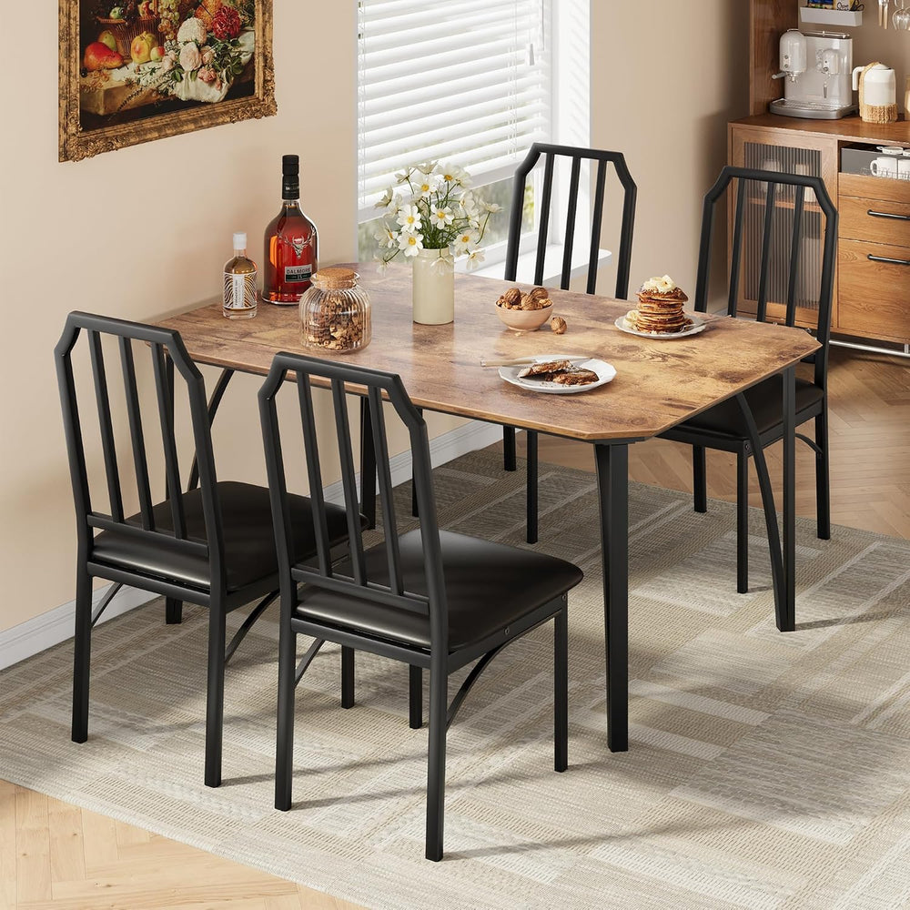 GAOMON 5-Piece Dining Table Set for 4, Modern Kitchen Table with Chamfered De...