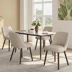 Upholstered Dining Chairs Set of 4, Modern Fabric Kitchen Chairs with Back, Wood Legs for Kitchen Dining Room Restaurant, Camel