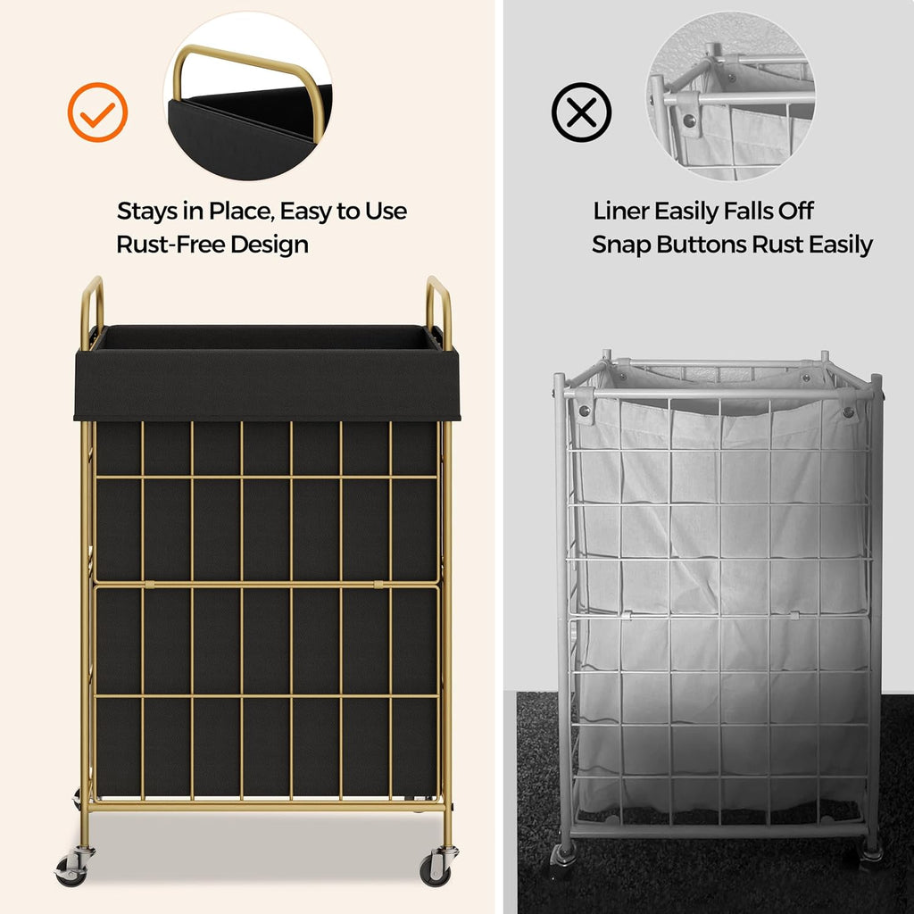 Laundry Hamper with Wheels, 90L Laundry Basket with Handle, Laundry Sorter with Removable Liner Bag
