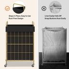 Laundry Hamper with Wheels, 90L Laundry Basket with Handle, Laundry Sorter with Removable Liner Bag