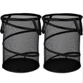 BATTOO 2 Pack Black X-Large Collapsible Laundry Basket Foldable Mesh Pop Up Hamper with Handles for Laundry Room, Bathroom, Kids Room, College Dorm, Travel, Camping, Gift Basket
